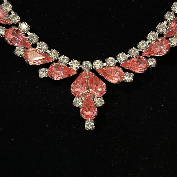 Pink Rhinestone Necklace/Earring Set - Picture 2 of 5